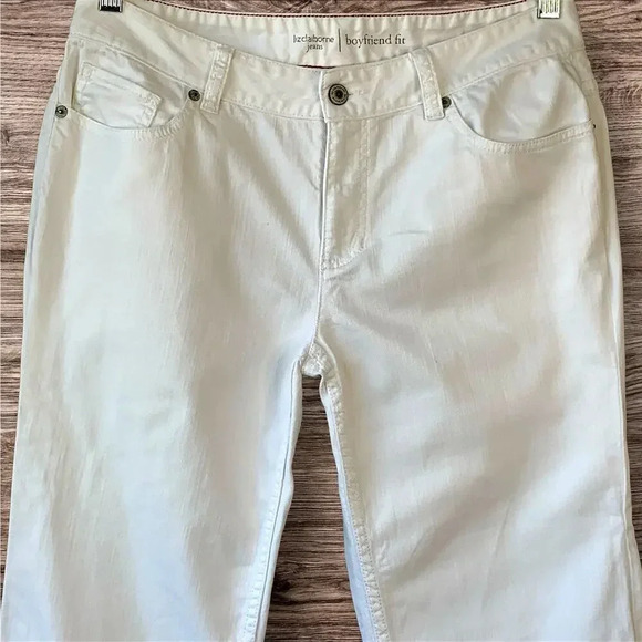 Liz Claiborne Jeans Boyfriend Fit Straight Crop Cuffed Size 10 White Mid Rise - Picture 3 of 16